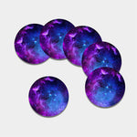 Purple Galaxy Space Blue Starfield Print Leather Coaster Set