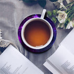 Purple Galaxy Space Blue Starfield Print Leather Coaster Set