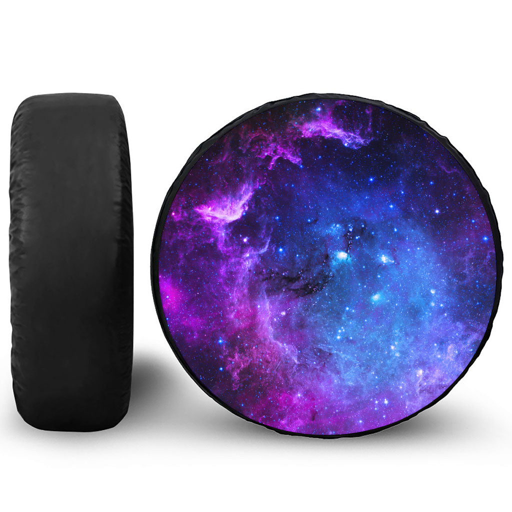 Purple Galaxy Space Blue Starfield Print Leather Spare Tire Cover