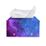 Purple Galaxy Space Blue Starfield Print Leather Tissue Box Cover