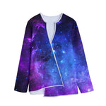 Purple Galaxy Space Blue Starfield Print Long Sleeve Short Coat
