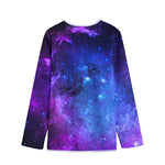 Purple Galaxy Space Blue Starfield Print Long Sleeve Short Coat