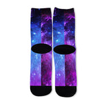 Purple Galaxy Space Blue Starfield Print Long Socks