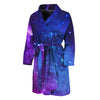 Purple Galaxy Space Blue Starfield Print Men's Bathrobe