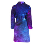 Purple Galaxy Space Blue Starfield Print Men's Bathrobe