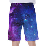 Purple Galaxy Space Blue Starfield Print Men's Beach Shorts