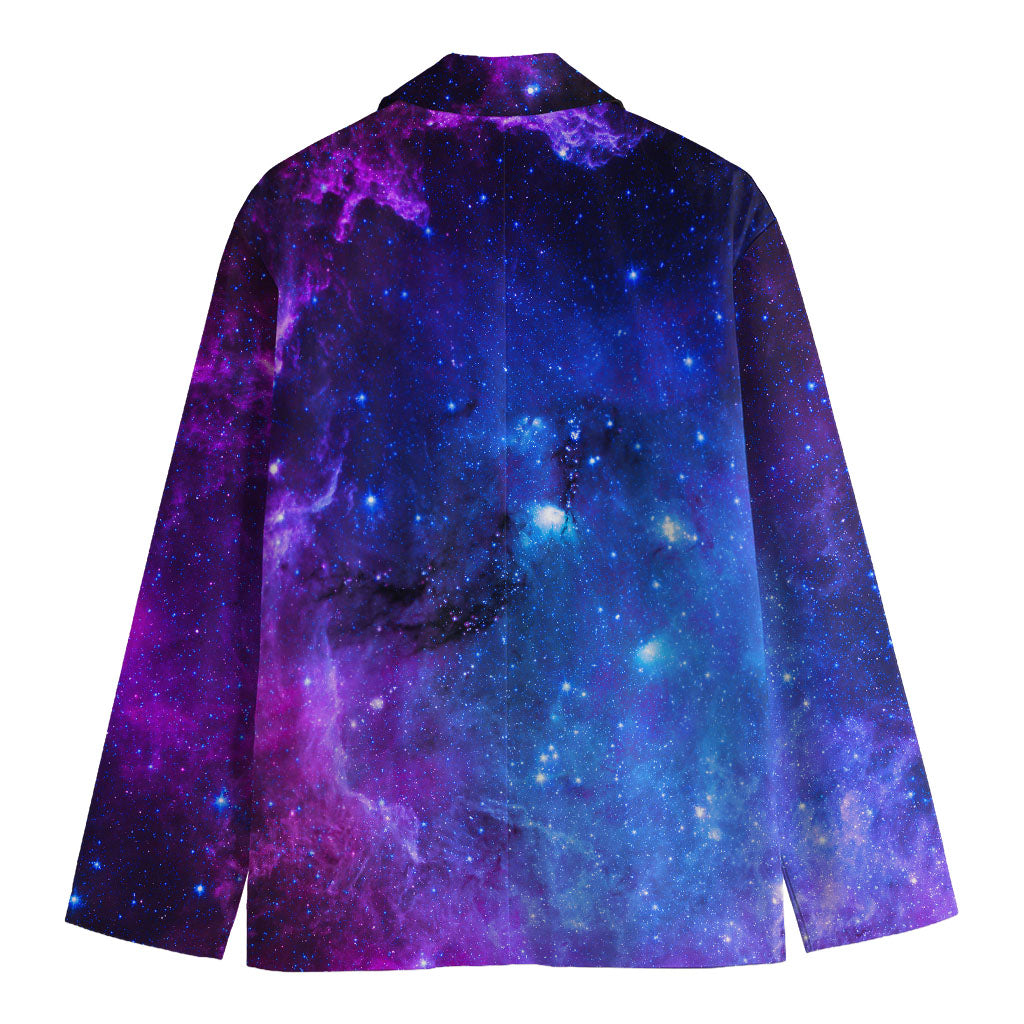 Purple Galaxy Space Blue Starfield Print Men's Blazer
