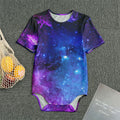 Purple Galaxy Space Blue Starfield Print Men's Bodysuit