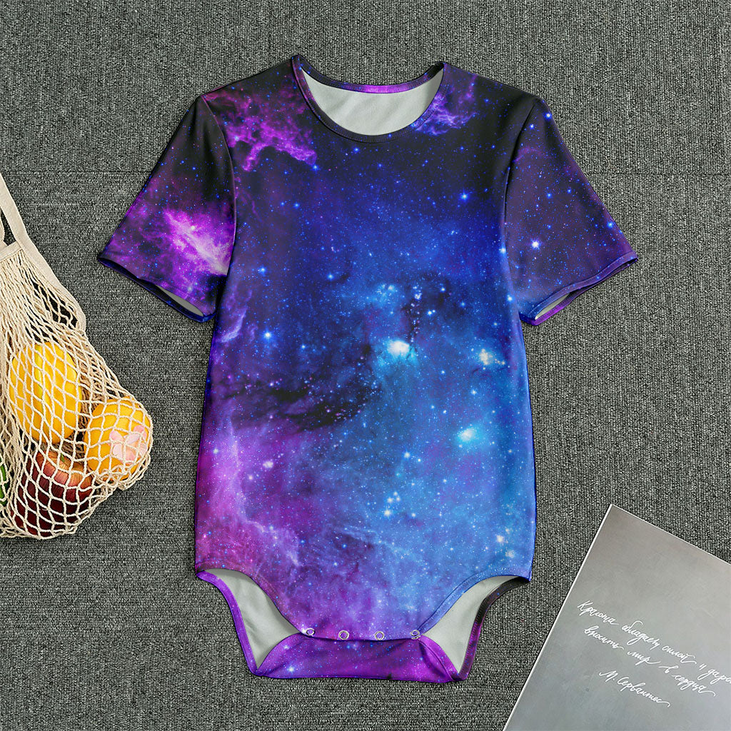 Purple Galaxy Space Blue Starfield Print Men's Bodysuit