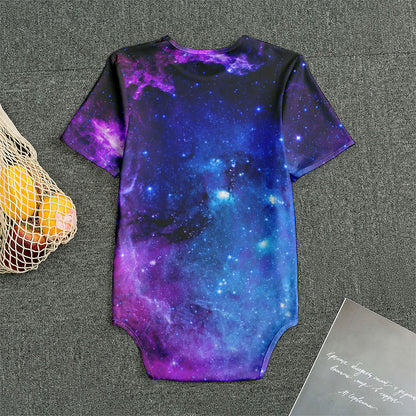 Purple Galaxy Space Blue Starfield Print Men's Bodysuit