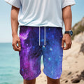 Purple Galaxy Space Blue Starfield Print Men's Cargo Shorts