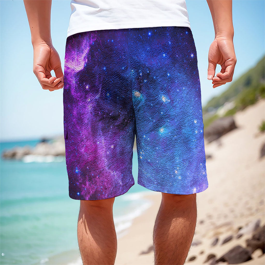 Purple Galaxy Space Blue Starfield Print Men's Cargo Shorts
