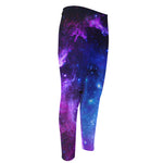 Purple Galaxy Space Blue Starfield Print Men's Compression Pants