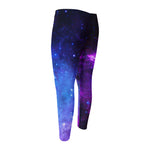 Purple Galaxy Space Blue Starfield Print Men's Compression Pants