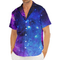 Purple Galaxy Space Blue Starfield Print Men's Deep V-Neck Shirt