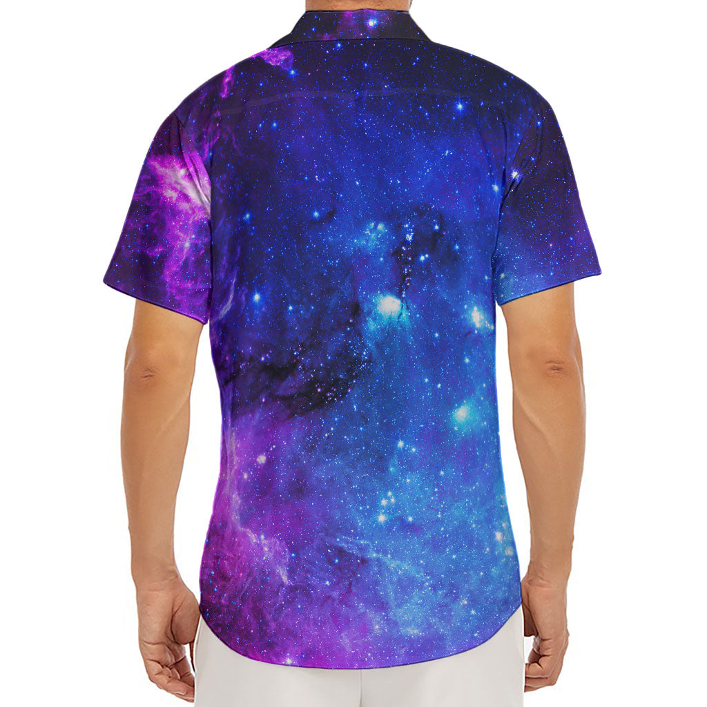 Purple Galaxy Space Blue Starfield Print Men's Deep V-Neck Shirt