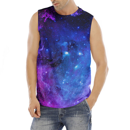 Purple Galaxy Space Blue Starfield Print Men's Fitness Tank Top