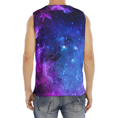 Purple Galaxy Space Blue Starfield Print Men's Fitness Tank Top