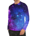 Purple Galaxy Space Blue Starfield Print Men's Long Sleeve Rash Guard