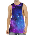 Purple Galaxy Space Blue Starfield Print Men's Muscle Tank Top
