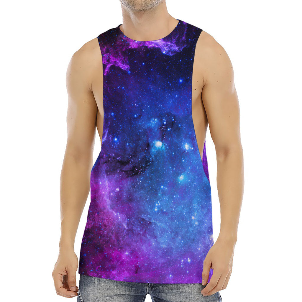 Purple Galaxy Space Blue Starfield Print Men's Muscle Tank Top