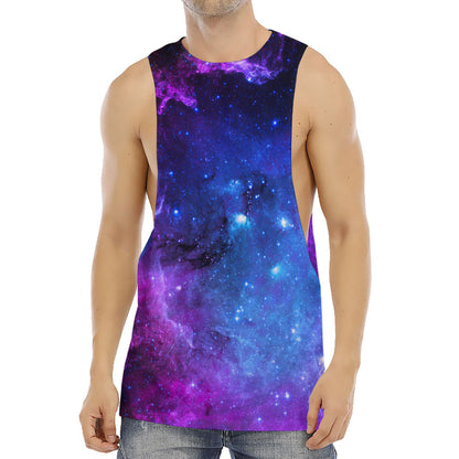 Purple Galaxy Space Blue Starfield Print Men's Muscle Tank Top