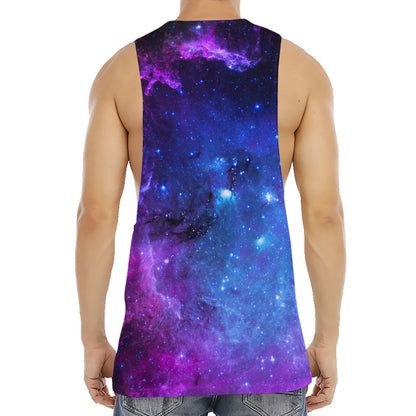 Purple Galaxy Space Blue Starfield Print Men's Muscle Tank Top