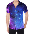 Purple Galaxy Space Blue Starfield Print Men's Shirt