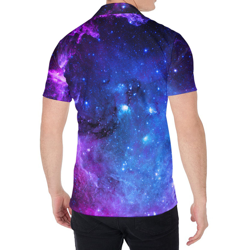 Purple Galaxy Space Blue Starfield Print Men's Shirt