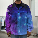 Purple Galaxy Space Blue Starfield Print Men's Shirt Jacket