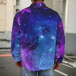 Purple Galaxy Space Blue Starfield Print Men's Shirt Jacket