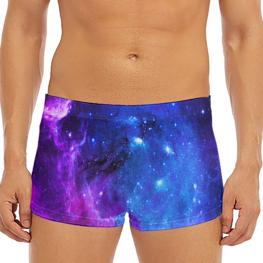 Purple Galaxy Space Blue Starfield Print Men's Short Boxer Briefs