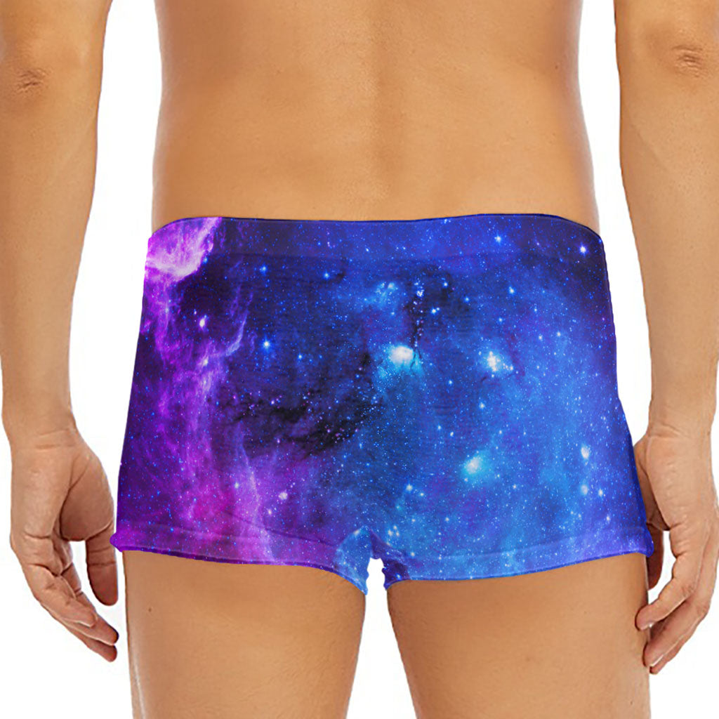 Purple Galaxy Space Blue Starfield Print Men's Short Boxer Briefs