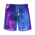 Purple Galaxy Space Blue Starfield Print Men's Sports Shorts