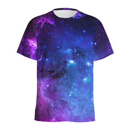 Purple Galaxy Space Blue Starfield Print Men's Sports T-Shirt