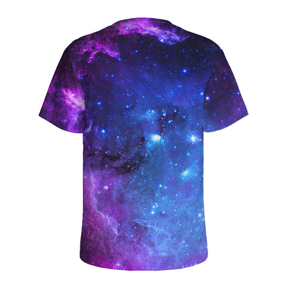 Purple Galaxy Space Blue Starfield Print Men's Sports T-Shirt