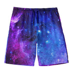 Purple Galaxy Space Blue Starfield Print Men's Swim Trunks