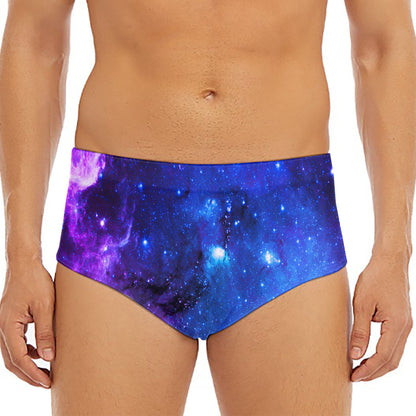 Purple Galaxy Space Blue Starfield Print Men's Triangle Swim Briefs