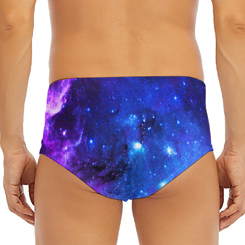 Purple Galaxy Space Blue Starfield Print Men's Triangle Swim Briefs