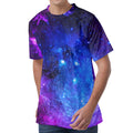 Purple Galaxy Space Blue Starfield Print Men's Velvet T-Shirt