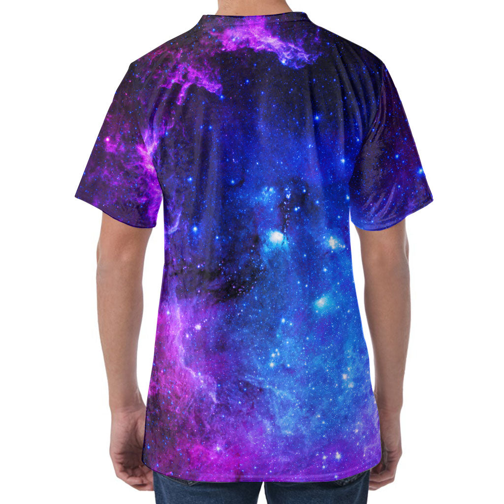 Purple Galaxy Space Blue Starfield Print Men's Velvet T-Shirt