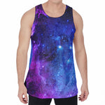 Purple Galaxy Space Blue Starfield Print Men's Velvet Tank Top