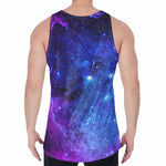 Purple Galaxy Space Blue Starfield Print Men's Velvet Tank Top