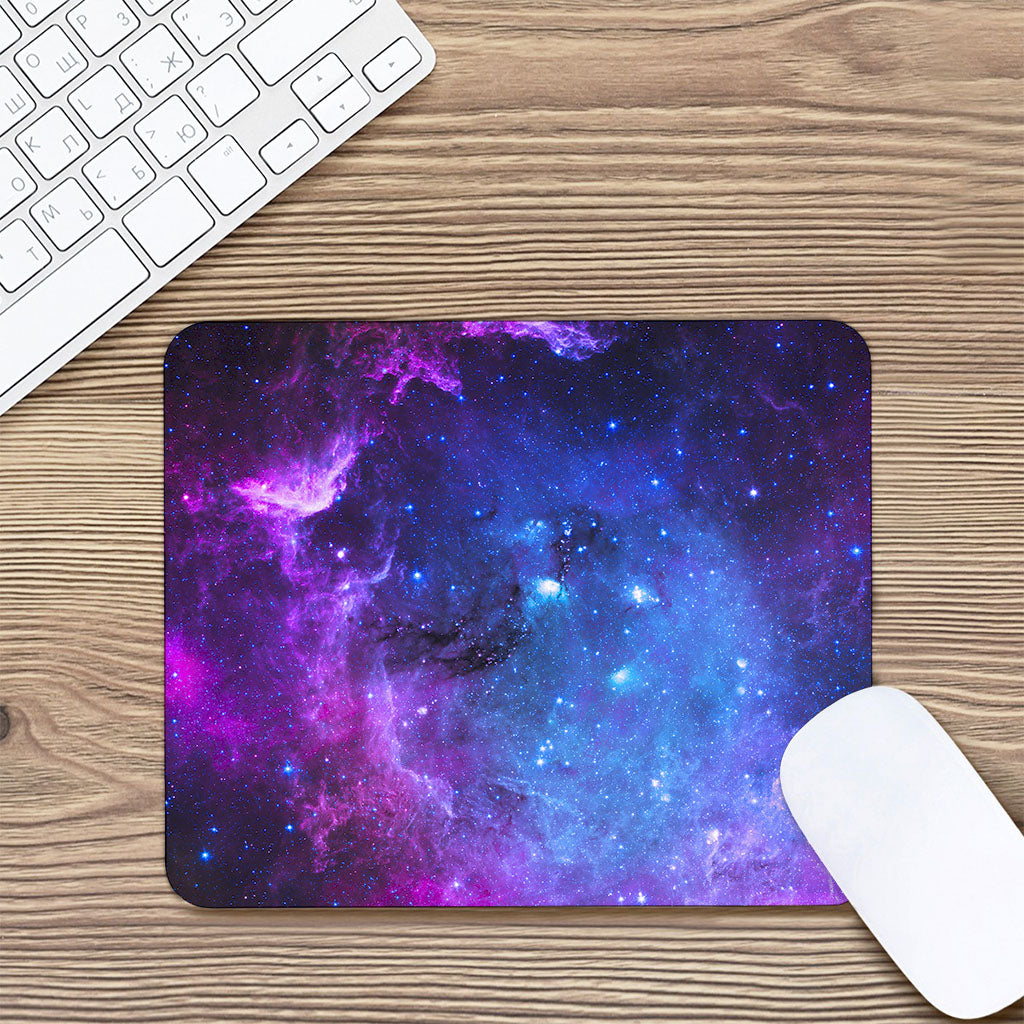 Purple Galaxy Space Blue Starfield Print Mouse Pad
