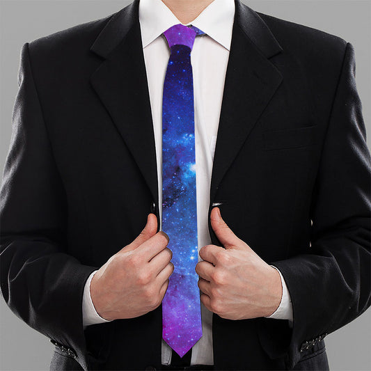 Purple Galaxy Space Blue Starfield Print Necktie