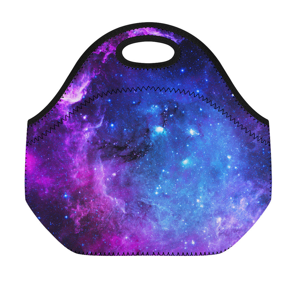 Purple Galaxy Space Blue Starfield Print Neoprene Lunch Bag