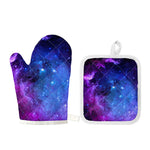 Purple Galaxy Space Blue Starfield Print Oven Mitt And Pot Holder Set