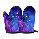 Purple Galaxy Space Blue Starfield Print Oven Mitts