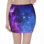 Purple Galaxy Space Blue Starfield Print Pencil Mini Skirt