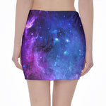 Purple Galaxy Space Blue Starfield Print Pencil Mini Skirt